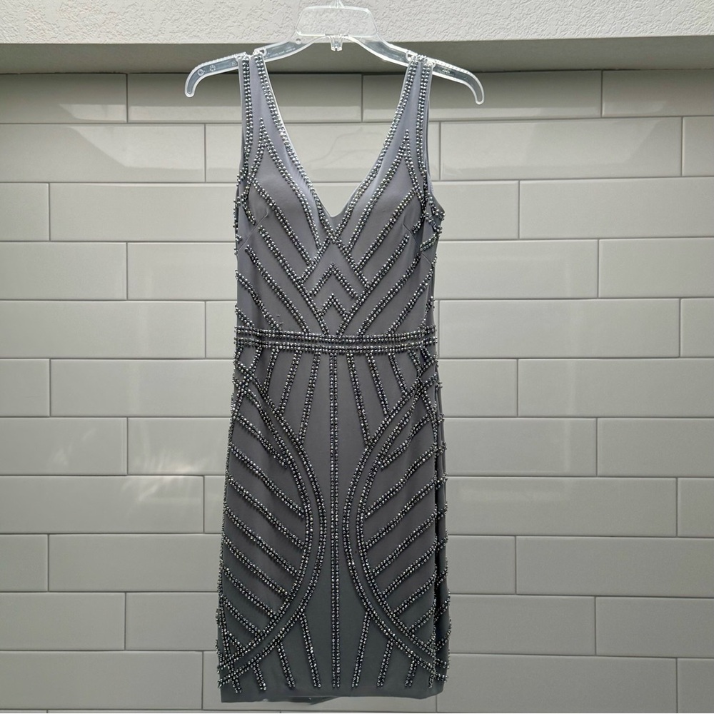 Elegant Gray Embellished Dress